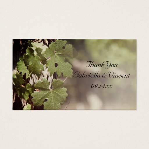 Customizable Grape Leaves Vineyard Wedding Favor Tags Business Card