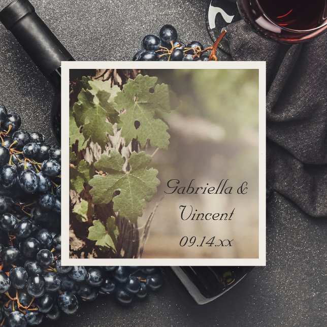 Grape Leaves Vineyard Wedding Paper Napkins (Creator Uploaded)