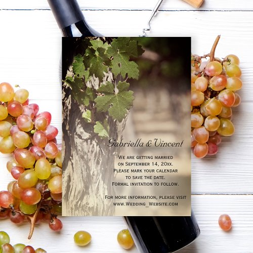 Grape Leaves Vineyard Wedding Save the Date Invitation