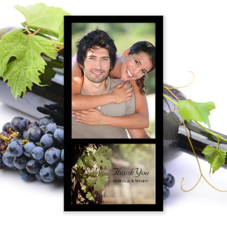 Grape Leaves Vineyard Wedding Thank You Card