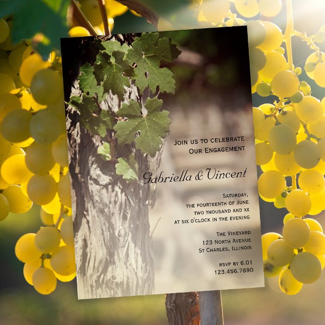 Grape Leaves Vineyard Winery Engagement Party Invitation (Creator Uploaded)