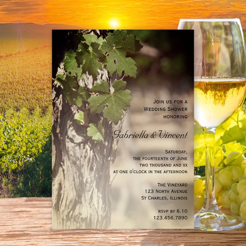 Grape Leaves Vineyard Winery Wedding Shower Invitation