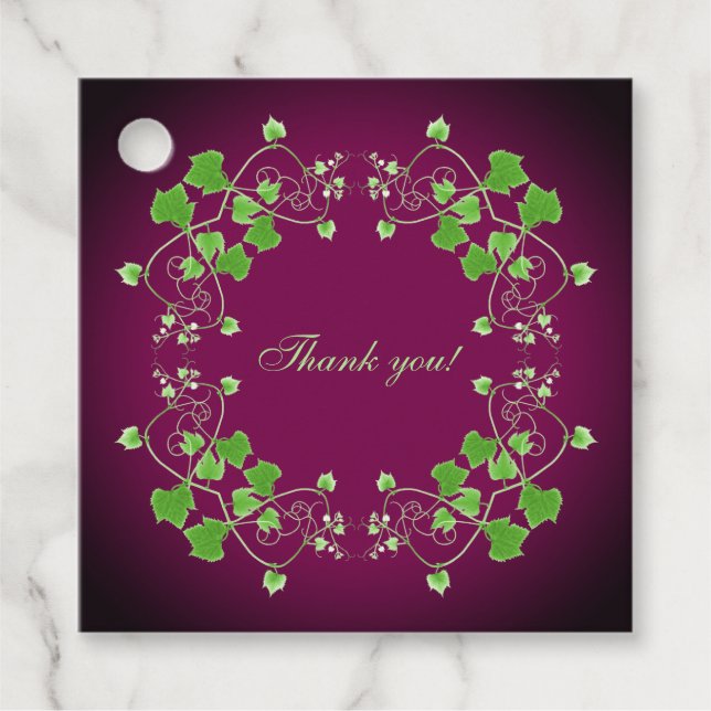 Grape Leaves Wine & Champagne Gift Favor Tag (Front)