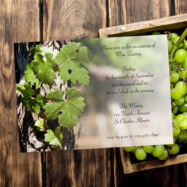 Grape Leaves Wine Tasting Party Invitation (Creator Uploaded)