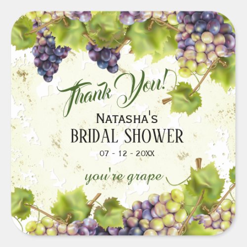Grape Mediterranean Vineyard Garden Wedding Square Sticker