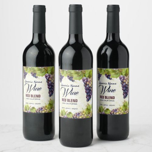 Grape Mediterranean Vineyard Wine Label