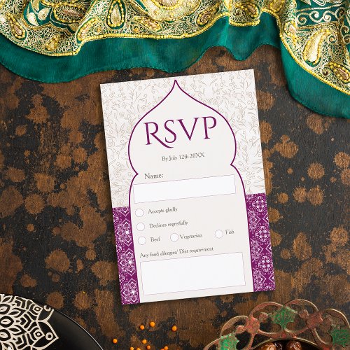 Grape Moroccan floral rsvp wedding Invitation