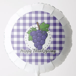 Grape on Violet Plaid - Happy Thanksgiving Balloon