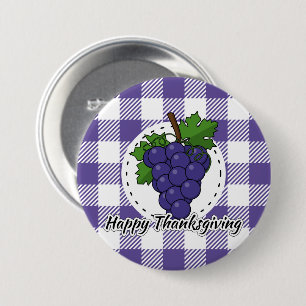 Grape on Violet Plaid - Happy Thanksgiving Button