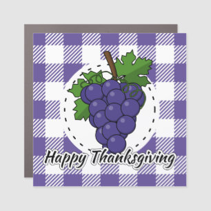 Grape on Violet Plaid - Happy Thanksgiving Car Magnet