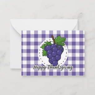 Grape on Violet Plaid - Happy Thanksgiving Note Card