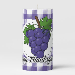 Grape on Violet Plaid - Happy Thanksgiving Pillar Candle