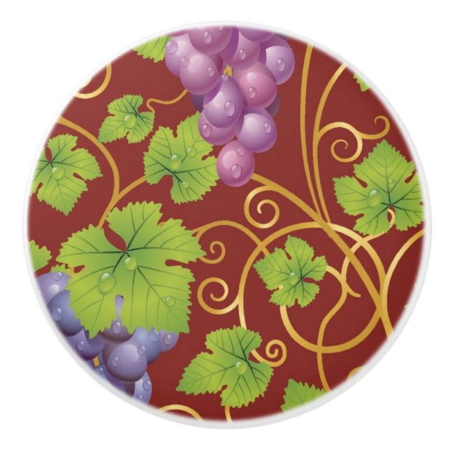 Grape Pattern Ceramic Knob (Front)