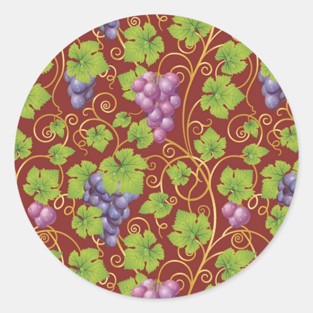 Grape Pattern Classic Round Sticker (Front)