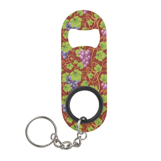 Grape Pattern Keychain Bottle Opener (Front)