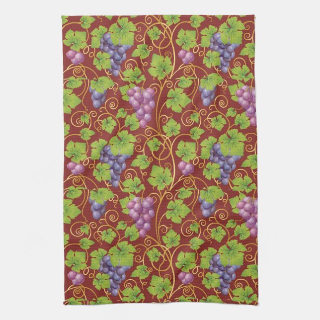 Grape Pattern Kitchen Towel (Vertical)