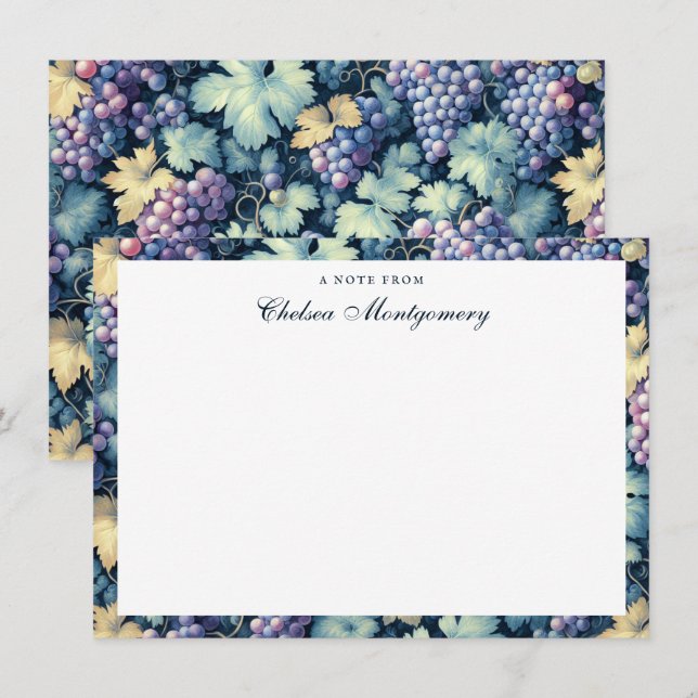 Grape Pattern Name Personal Note Card (Front/Back)
