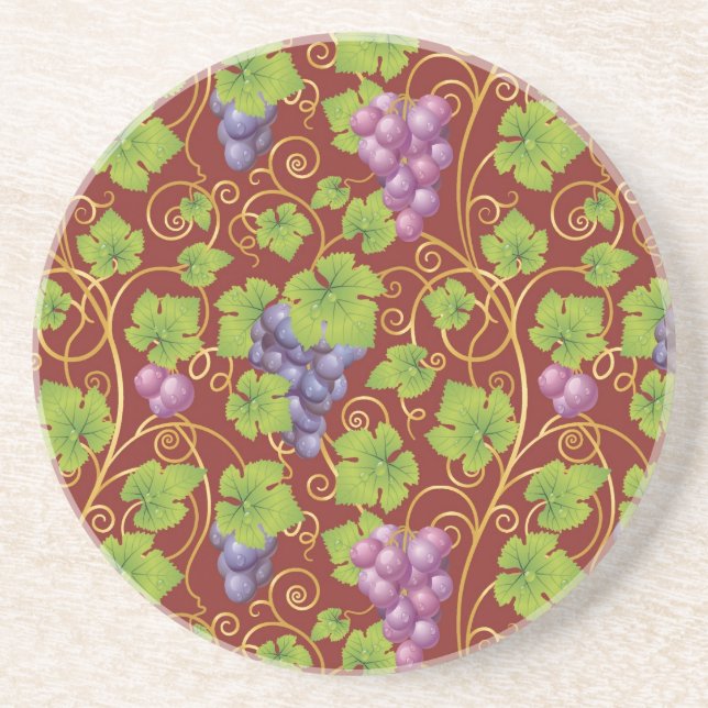 Grape Pattern Sandstone Coaster (Front)