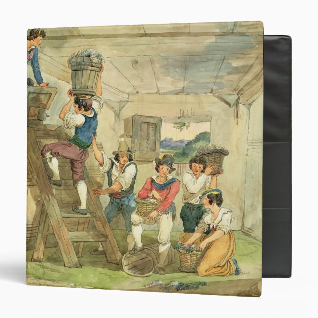 Grape-pickers carrying grapes to the press 3 ring binder (Front/Inside)