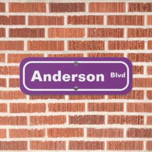 Grape Purple and White Street Name Metal Sign