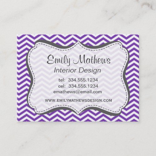 Grape Purple Chevron Stripes Business Card Templates