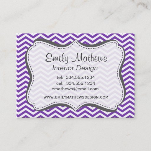 Customizable Grape Purple Chevron Stripes Business Card Templates