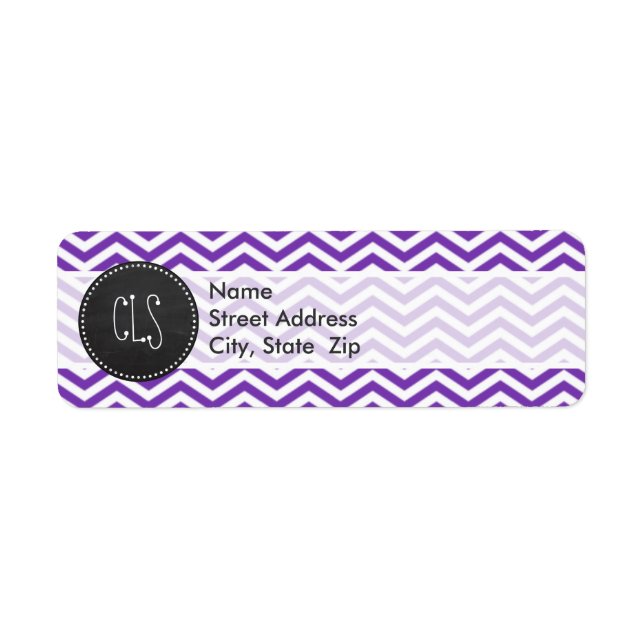 Grape Purple Chevron Stripes; Chalkboard look Label (Front)