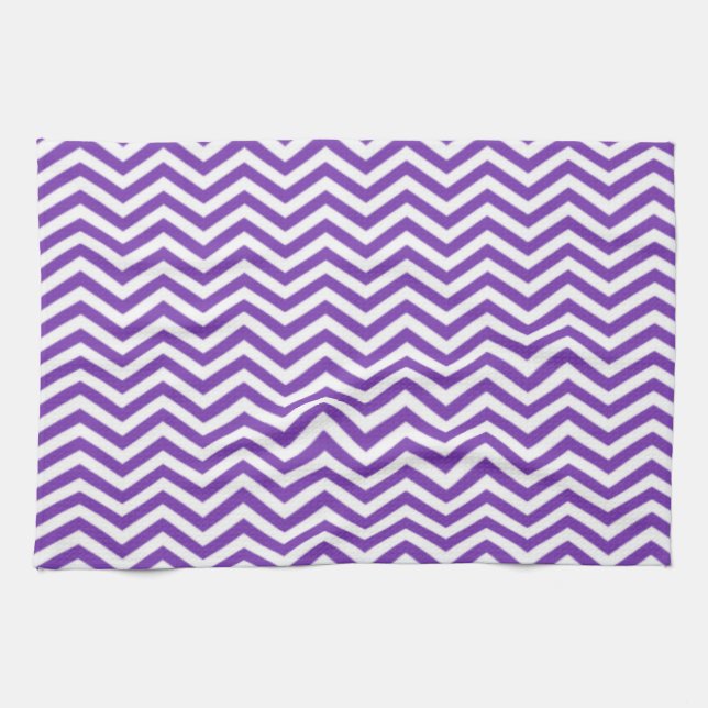 Grape Purple Chevron Stripes Kitchen Towel (Horizontal)