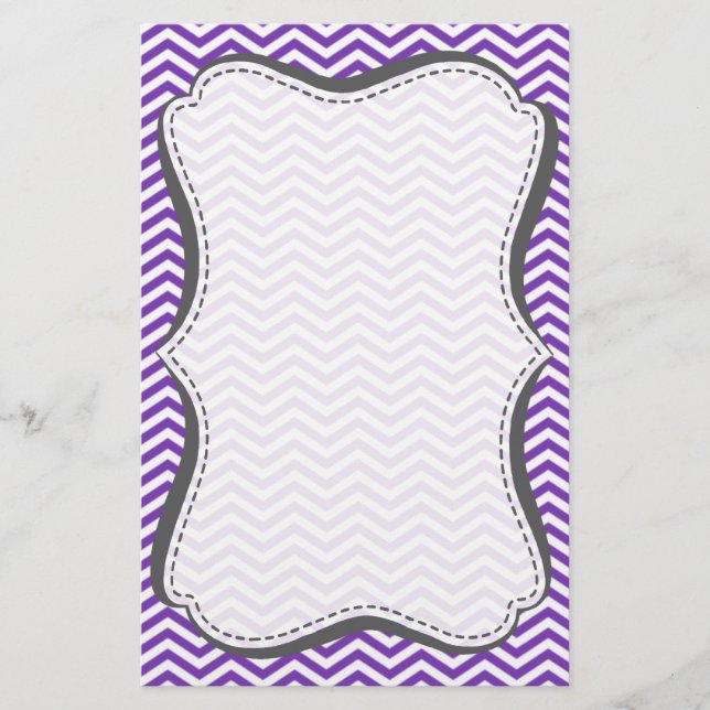 Grape Purple Chevron Stripes Stationery (Front)