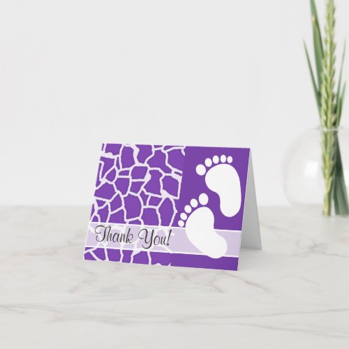 Grape Purple Giraffe Animal Print Thank You Card