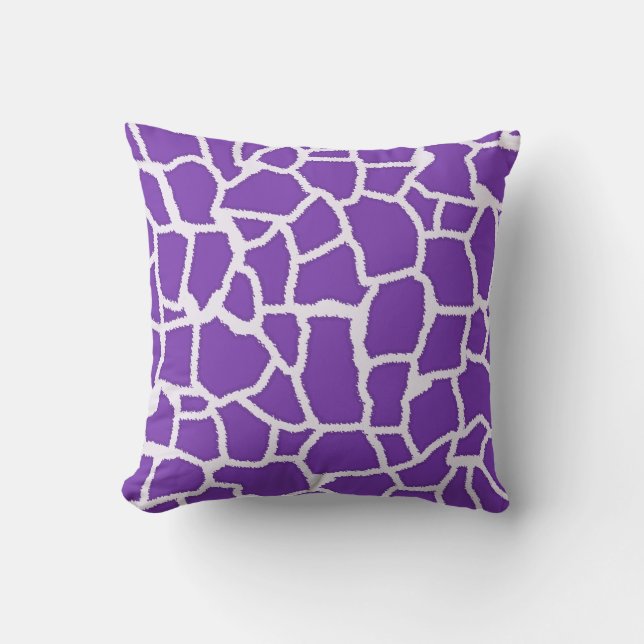 Grape Purple Giraffe Animal Print Throw Pillow (Front)