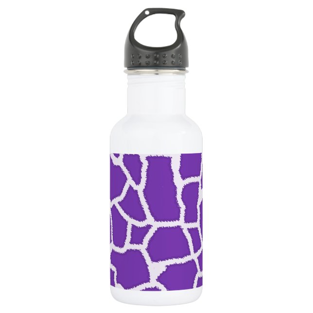 Grape Purple Giraffe Animal Print Water Bottle (Front)