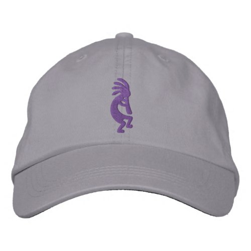 Grape Purple Kokopelli Gray Embroidered Baseball Hat