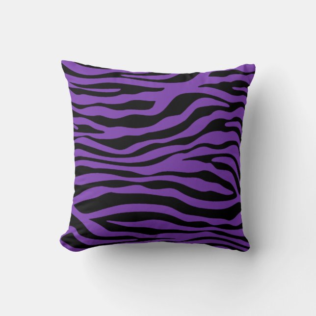 Grape Purple Zebra Stripes Animal Print Throw Pillow (Front)