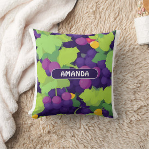 Grape Retro Colorful Personalized Pattern Throw Pillow