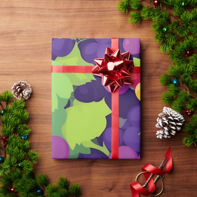 Grape Retro Colorful Personalized Pattern Wrapping Paper (Holiday Gift)