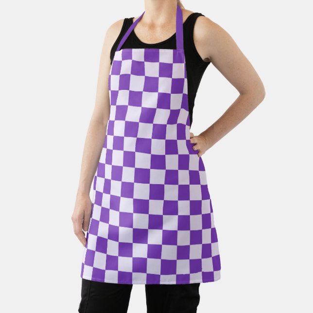 Grape soda checkerboard pattern apron (Insitu)