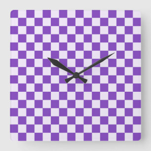 Grape soda checkerboard pattern square wall clock
