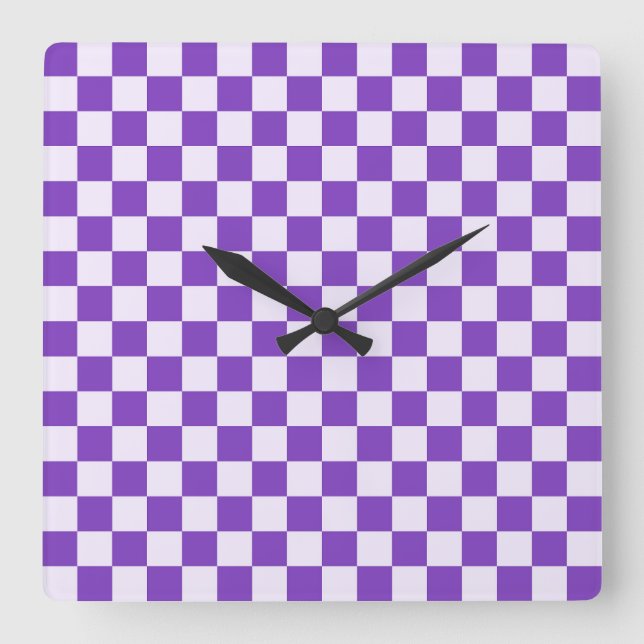 Grape soda checkerboard pattern square wall clock (Front)