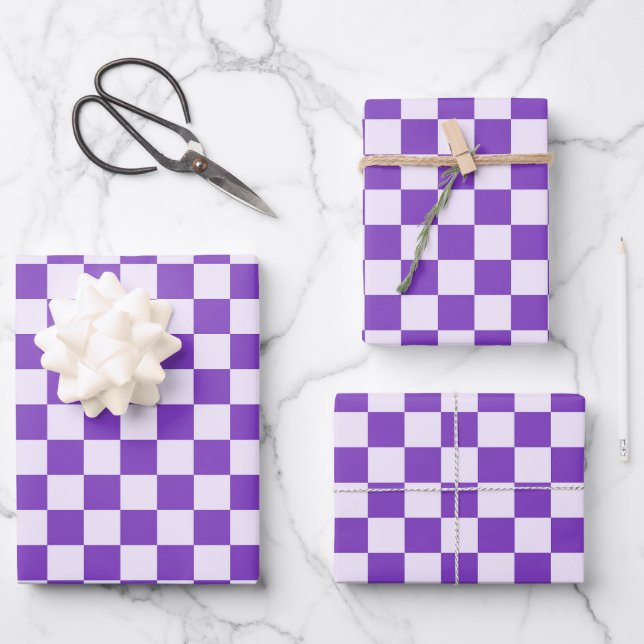 Grape soda checkerboard pattern wrapping paper sheets (Front)