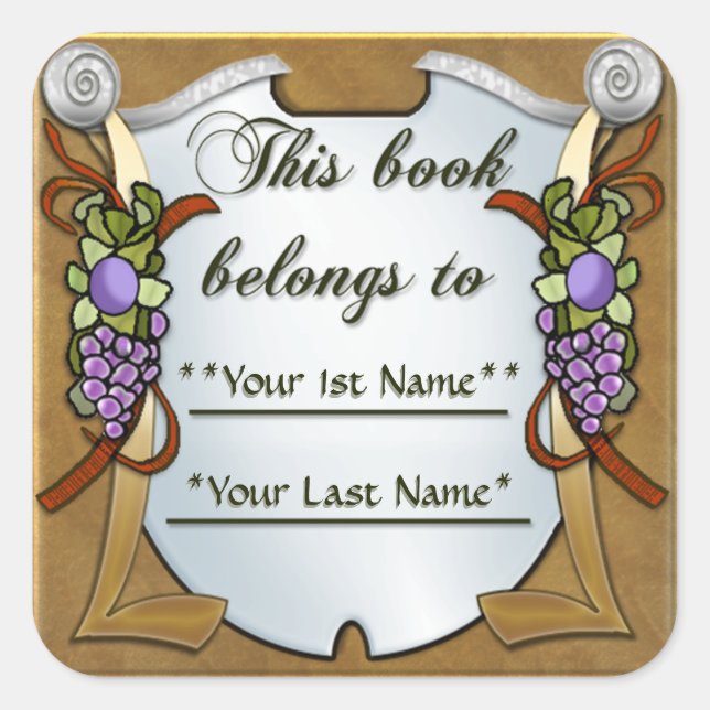 Grape Swags (Personalized Bookplate Sticker) (Front)