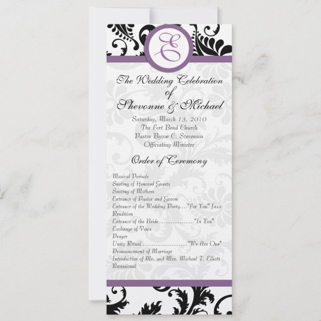 Grape Trim Black Damask Swirls Wedding Invitation (Front)