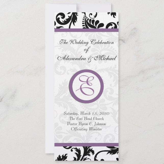 Grape Trim Black Damask Swirls Wedding Party Invitation (Front)