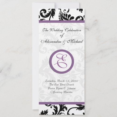 Grape Trim Black Damask Swirls Wedding Party Invitation