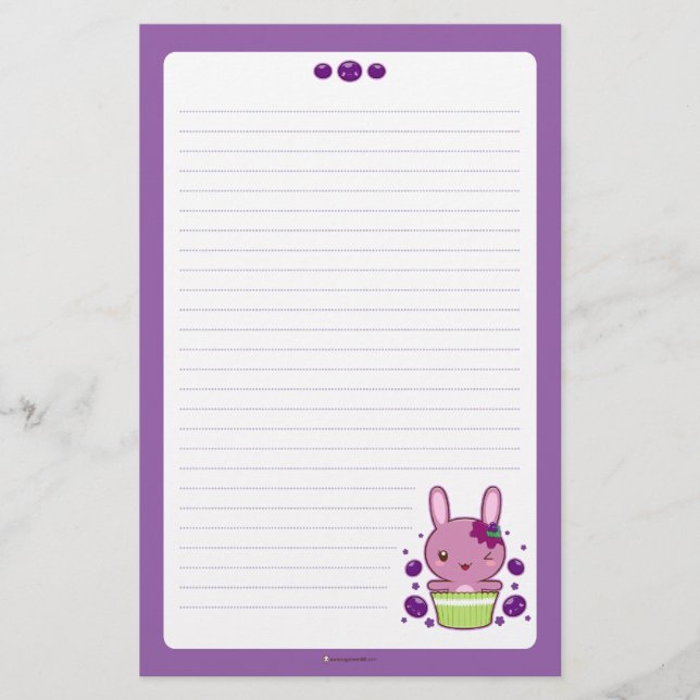 Grape Truffle Bunny Stationery (Front)