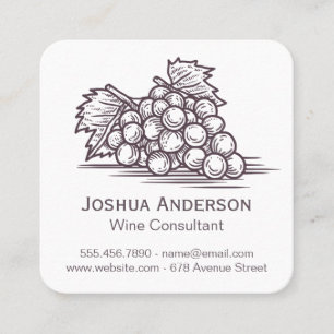 Grape Vine and Wine Bottle Square Business Card