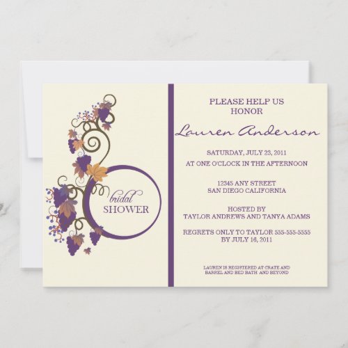 Grape Vine Bridal Shower Invitation