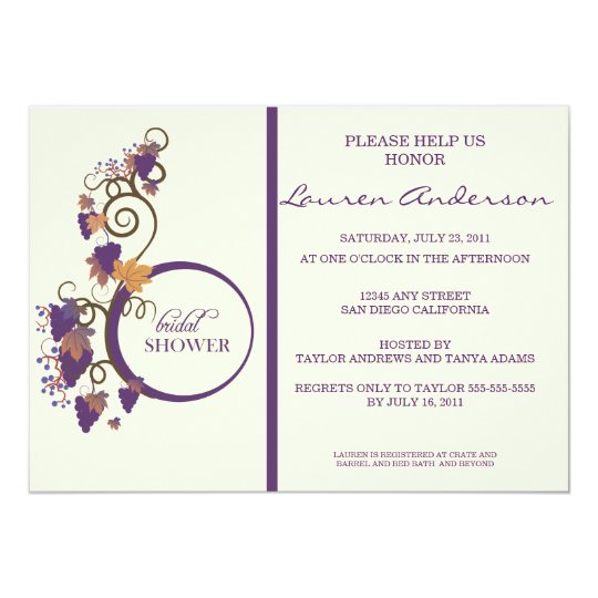 Grape Vine Bridal Shower Invitation