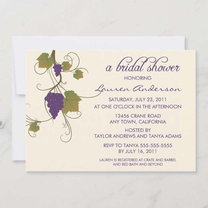 Grape Vine Bridal Shower Invitation