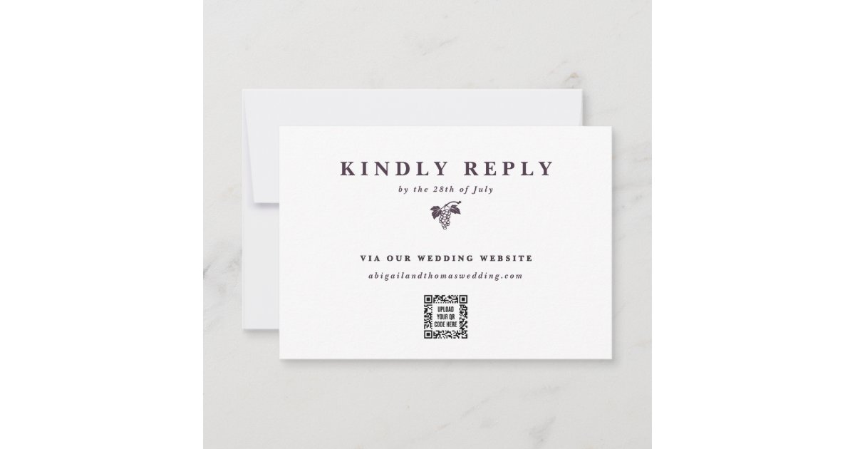 Grape Vine Electronic QR Code Wedding Web Site RSVP Card | Zazzle
